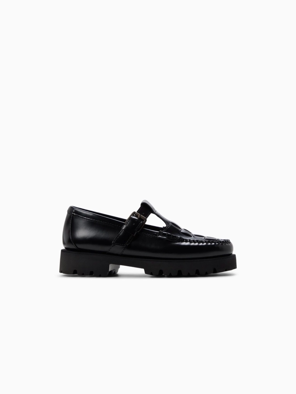 G.H. Bass & Co. Black Lug-Sole Fisherman Mary Jane Loafer - Picture 2 of 7